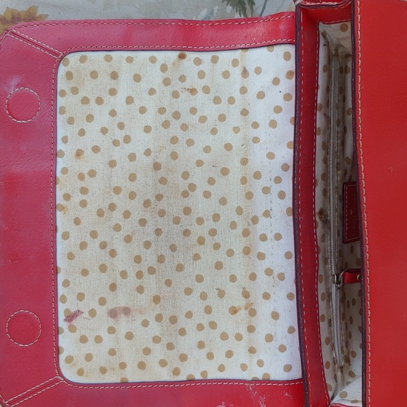 Vintage Kate Spade Red Leather Crossbody Camera Bag with Front Flap - Picture 12 of 16